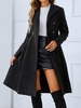 Manteau Jupé en Laine Mélangée à Ceinture M Noir