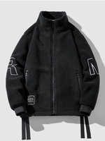 Manteau Lettre Zippé Matelassé S Noir