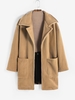 Manteau Long à Goutte Epaule en Laine Mélangée avec Poche L Café