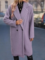 Manteau Long à Goutte Epaule en Tissu Duvetuex L Violet clair