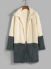 Manteau Long Fourré en Blocs de Couleurs L Gris foncé