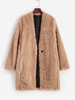 Manteau Long Un Bouton avec Poche S Café lumière