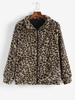 Manteau Léopard avec Poche de Grande Taille en Fausse Fourrure