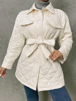 Manteau Matelassé à Ceinture Épaules Tombantes M Blanc