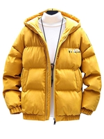 Manteau Matelassé Lettre Graphique Zippé avec Poches 2xl Jaune