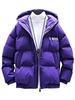 Manteau Matelassé Lettre Graphique Zippé avec Poches 3xl Pourpre