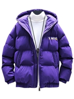 Manteau Matelassé Lettre Graphique Zippé avec Poches 3xl Pourpre