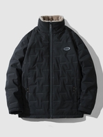 Manteau Matelassé Ligne Zippé en Toison L Noir