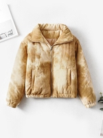 Manteau Matelassé Teinté en Velours Côtelé M Café