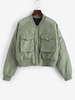 Manteau Matelassé Zippé avec Poche à Manches Raglan M Vert clair