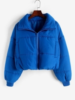 Manteau Matelassé Zippé avec Poches S Bleu
