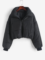 Manteau Matelassé Zippé avec Poches S Noir