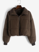 Manteau Matelassé Zippé avec Poches Xs Café profond