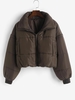Manteau Matelassé Zippé en Couleur Unie S Café profond