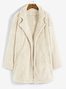 Manteau Ouvert en Avant à Goutte Epaule en Fausse Fourrure M Jaune clair