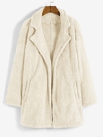 Manteau Ouvert en Avant à Goutte Epaule en Fausse Fourrure M Jaune clair