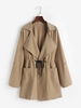 Manteau Trench Décontracté Fin avec Poches à Cordon S Café