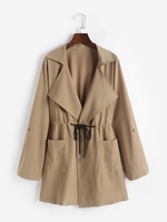 Manteau Trench Décontracté Fin avec Poches à Cordon S Café