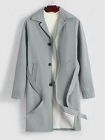 Manteau Trench Long avec Simple Boutonnage avec Ceinture M Gris clair