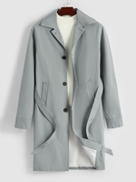 Manteau Trench Long avec Simple Boutonnage avec Ceinture Xl Gris clair