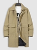 Manteau Trench Zippé avec Poches en Laine Mélangée L Brun biscuit
