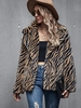 Manteau Zèbre Fourré Ouvert en Avant en Fausse Fourrure S Café