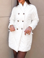 Manteau Doudoune Matelassé à Double Boutonnage Détaillé M Blanc
