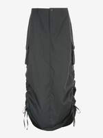 Maxi Jupe Parachute à Fente Élevée à Taille Basse M Gris