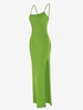 Maxi Robe à Bretelle Fendue sans Dos M Vert