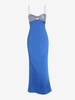 Maxi Robe à Bretelle Soyeuse Panneau Métallique S Bleu