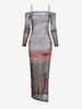 Maxi Robe à Fente Latérale en Maille Transparente M Multi a