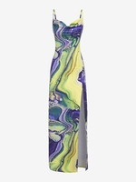 Maxi Robe à Imprimé Marbre à Fente Haute S Multi a
