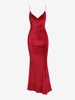 Maxi Robe de Bal Sirène à Bretelle en Velours M Rouge