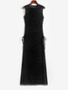 Maxi Robe de Plage Fendue Rayée Transparente S Noir