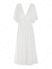 Maxi Robe de Plage Longue Plongeante Semi-Transparente à Fente Latérale M Blanc