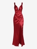 Maxi Robe de Soirée Corset Longue en Satin à Fente S Rouge