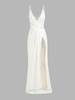 Maxi Robe de Soirée en Dentelle Insérée à Paillettes L Blanc