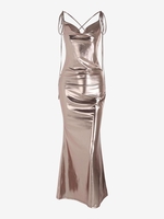 Maxi Robe de Soirée Métallisée sans Dos S D