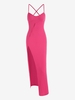 Maxi Robe Fendue Croisée Côtelée Découpée S Rose léger