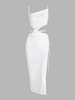 Maxi Robe Fendue Découpée à Lacets M Blanc