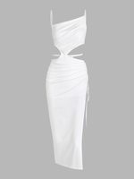 Maxi Robe Fendue Découpée à Lacets M Blanc