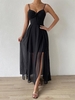 Maxi Robe Fendue Tordue à Pois M Noir