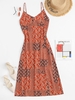 Maxi Robe Jointive Imprimée Bohémienne à Bretelle Fine S Rouge