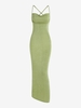 Maxi Robe Longue à Col Bénitier à Dos Nu Croisé à Bretelles en Jersey S Vert