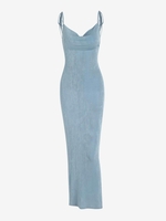 Maxi Robe Longue à Dos Bénitier en Jersey L Bleu clair