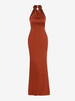 Maxi Robe Longue Découpée Croisée Soyeuse à Dos Nu S Café
