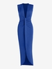 Maxi Robe Longue Fendue Volantée à Col Plongeant L Bleu
