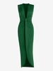 Maxi Robe Longue Fendue Volantée à Col Plongeant M Vert profond