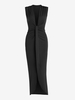 Maxi Robe Longue Fendue Volantée à Col Plongeant S Noir