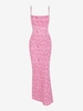 Maxi Robe Moulante à Imprimé Fleurie sans Dos M Rose clair